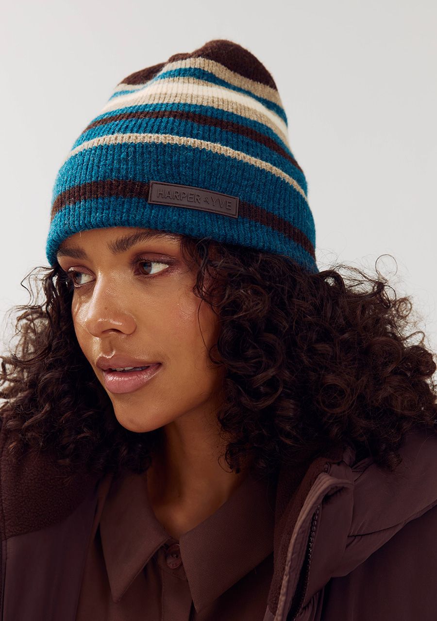Harper & Yve Beanie harper AW6NACC03 teal zijkant details