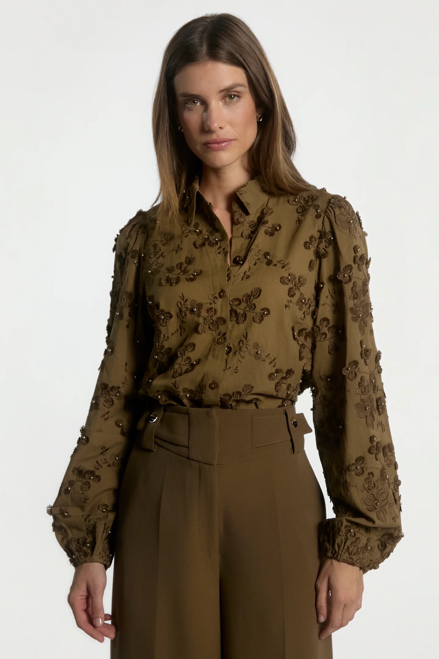 Aaiko Lien beads blouse groen