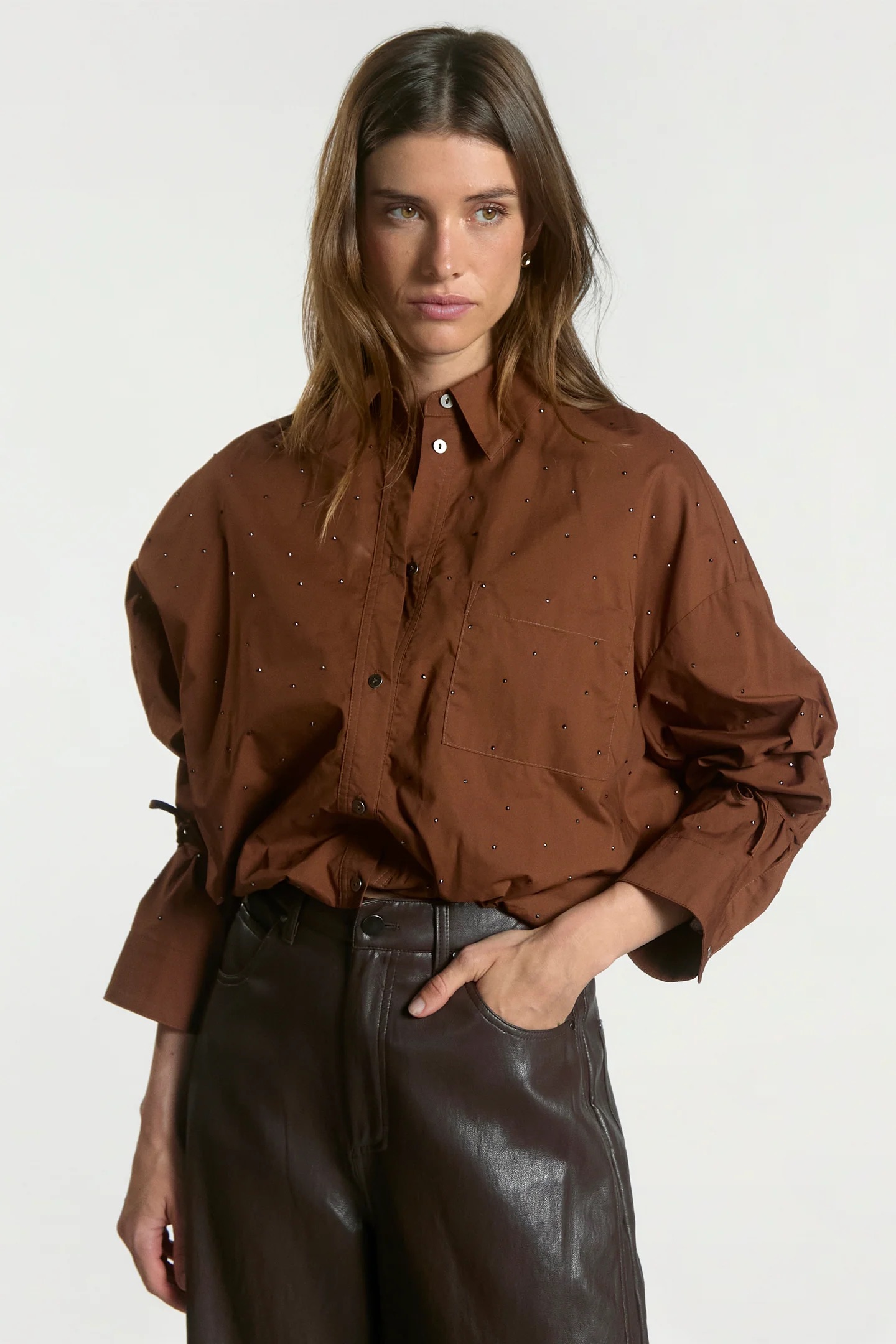 Aaiko Mikkie blouse bruin close-up