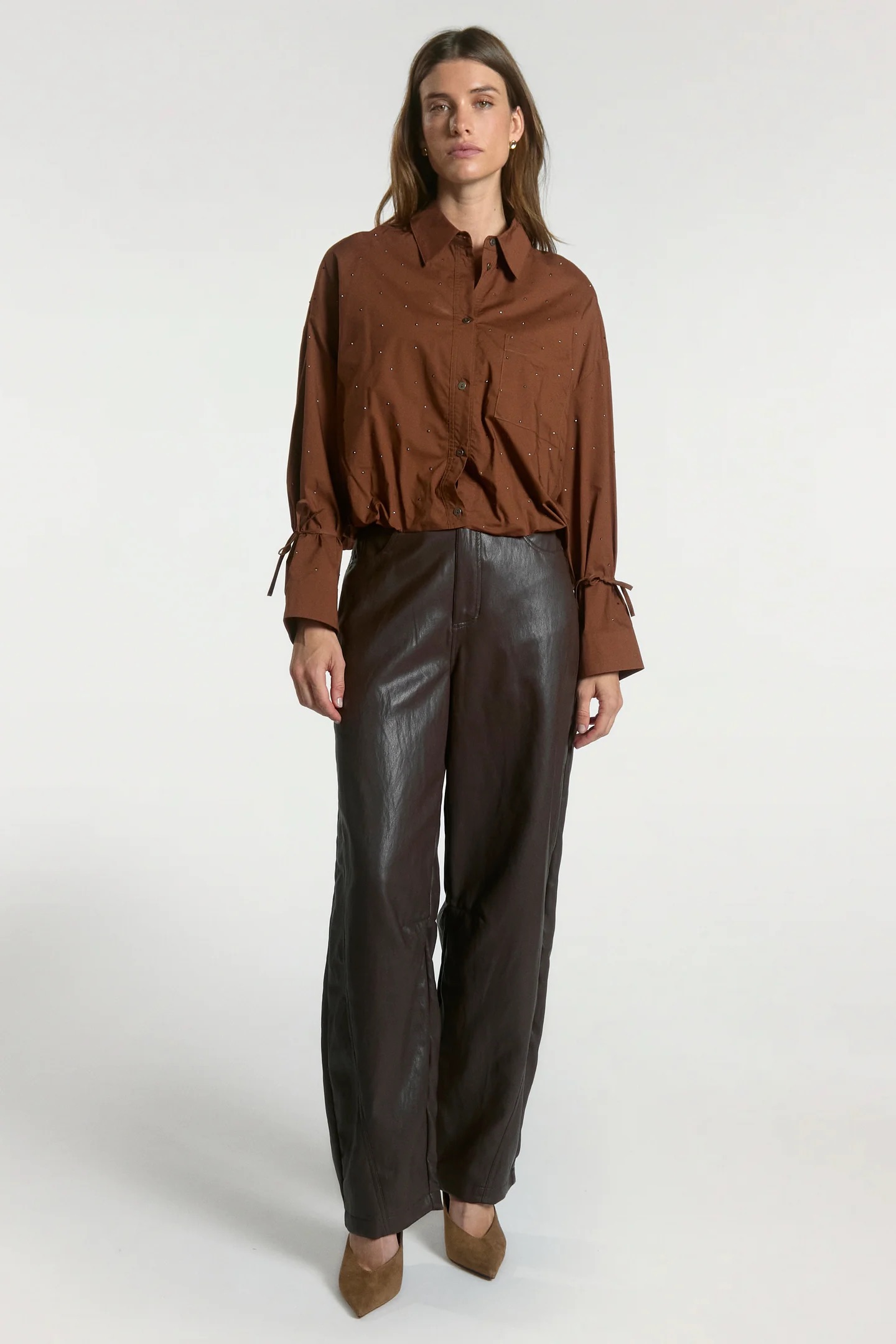 Aaiko Mikkie blouse bruin volledige outfit