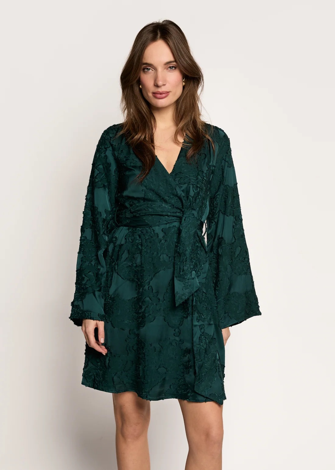 Freebird Danina Gestructureerde Jurk - Teal Green model