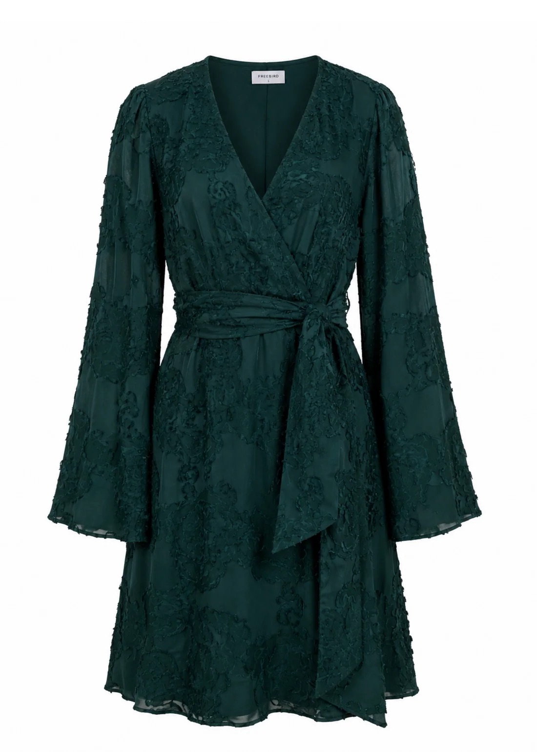 Freebird Danina Gestructureerde Jurk - Teal Green details
