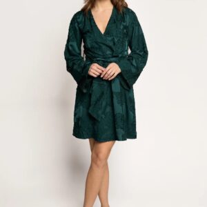 Freebird Danina Gestructureerde Jurk - Teal Green volledige outfit