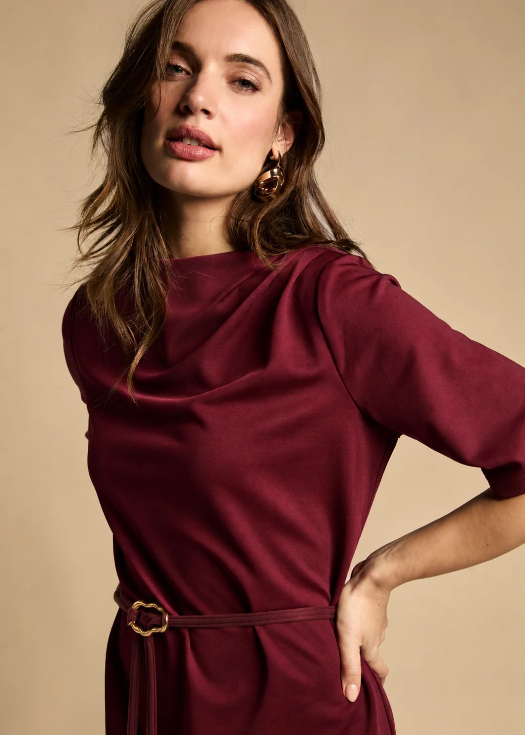 Freebird Devoted Midi Jurk - Burgundy close-up details