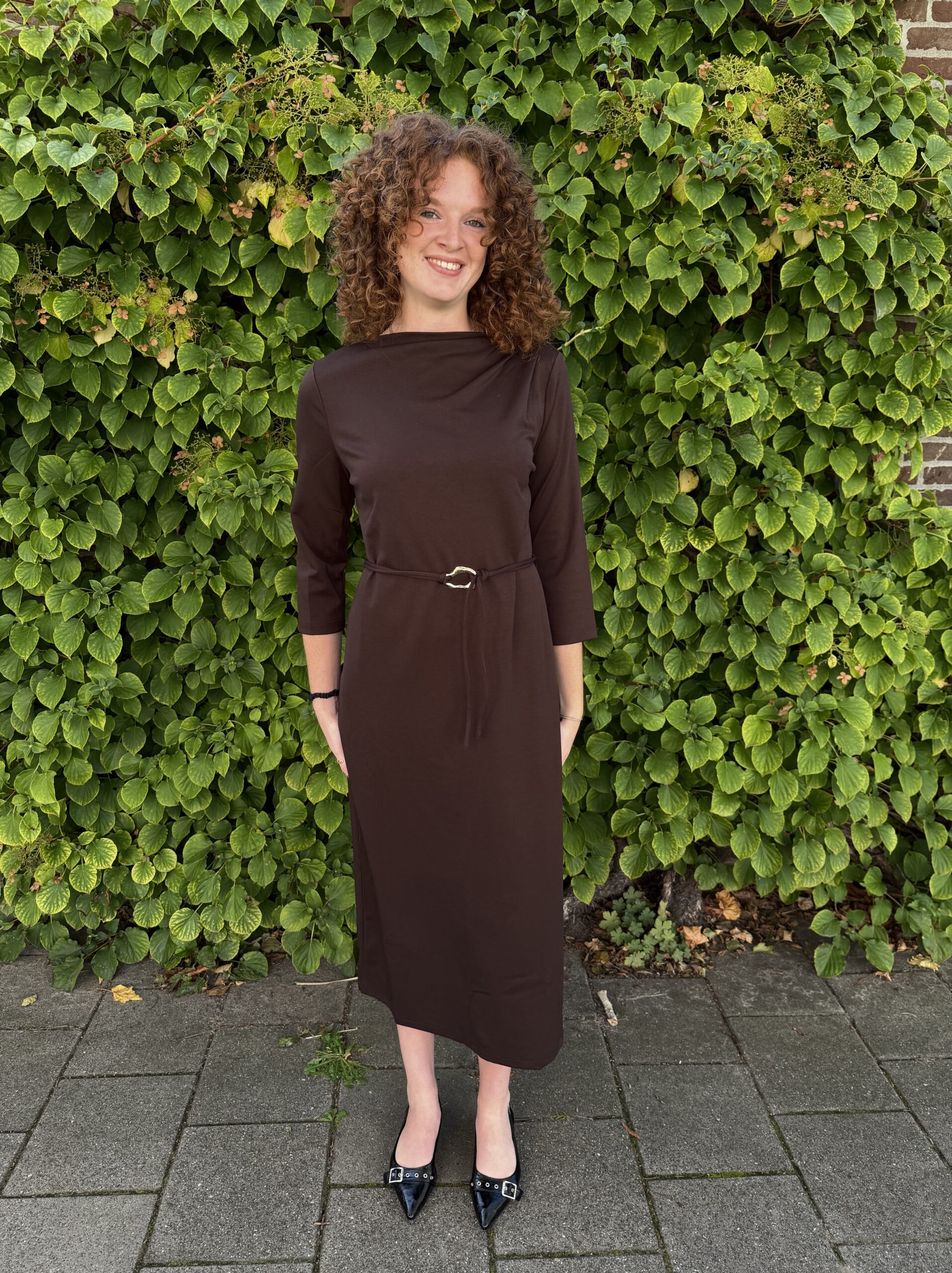 Freebird Devoted Midi Jurk - Dark Chocolate puck
