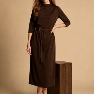 Freebird Devoted Midi Jurk - Dark Chocolate volledige outfit