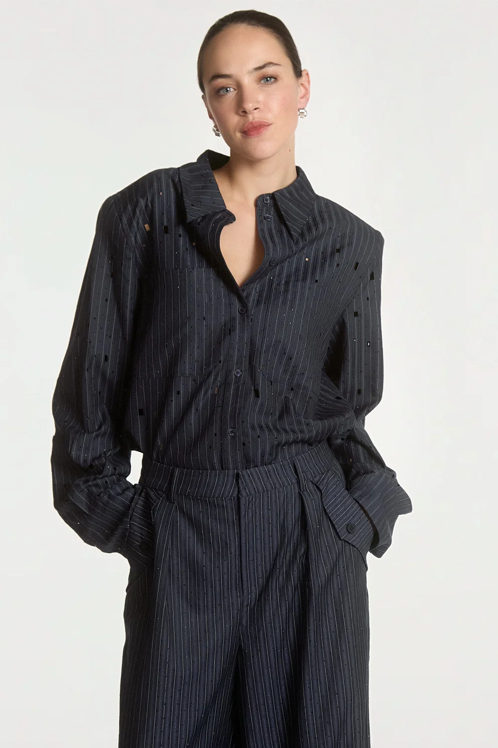 Aaiko Heida blouse donkerblauw met mirari broek