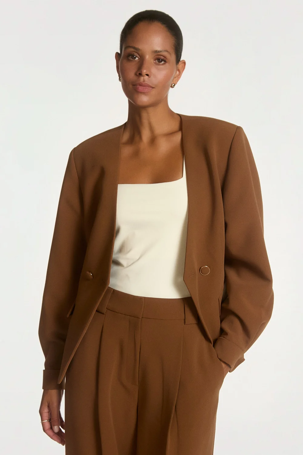 Aaiko Kayla blazer bruin jasje open gedragen