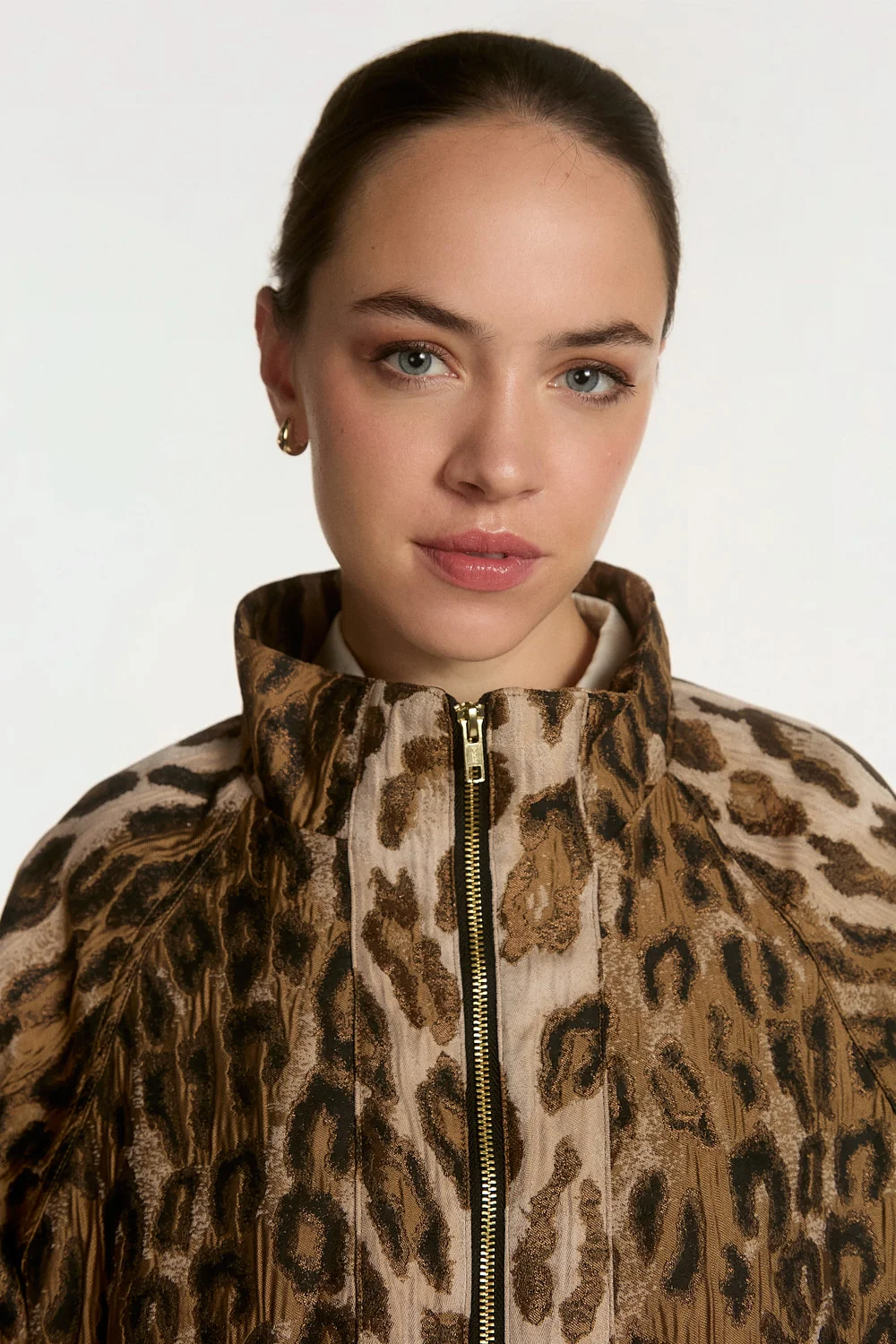 Aaiko Lora animal jacket bruin details kraag en rits