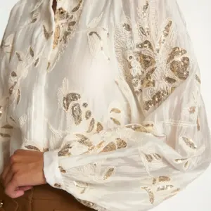 Aaiko Rose blouse crème pailletten pofmouwen