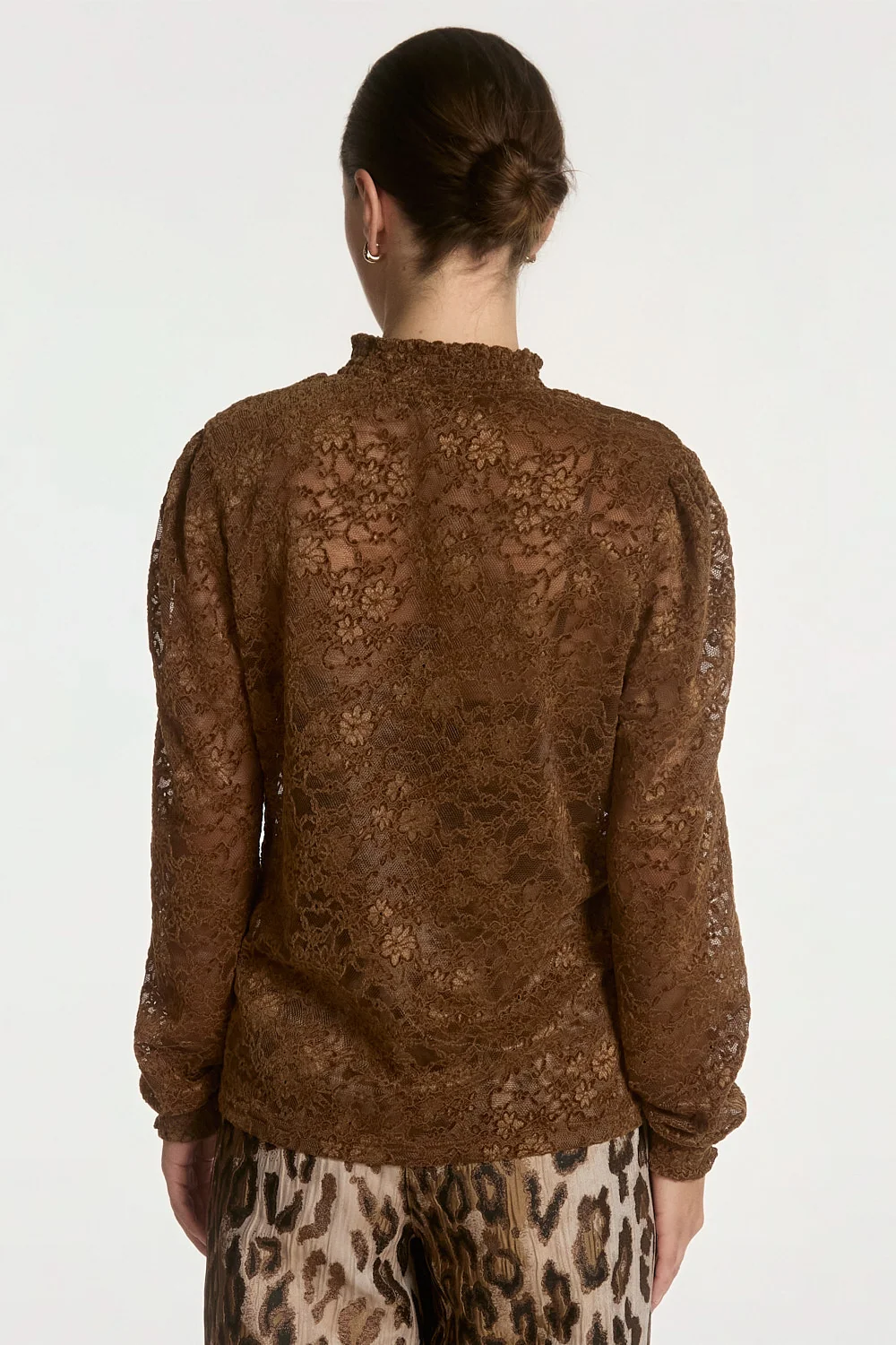 Aaiko Tory lace top bruin achterkant
