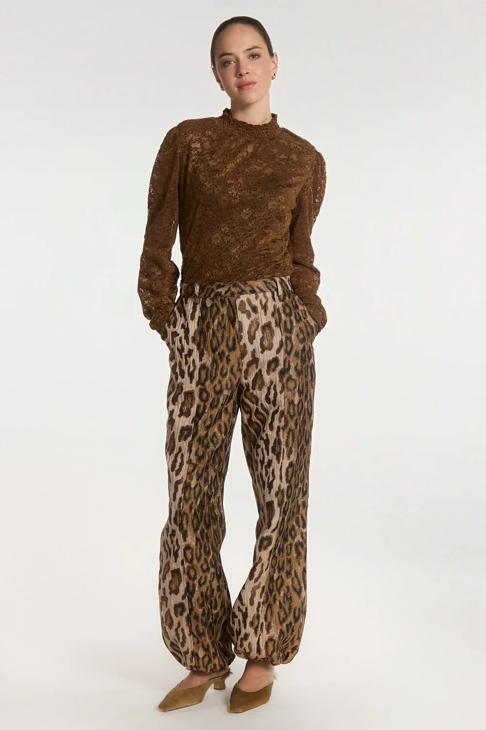Aaiko Tory lace top bruin gehele outfit