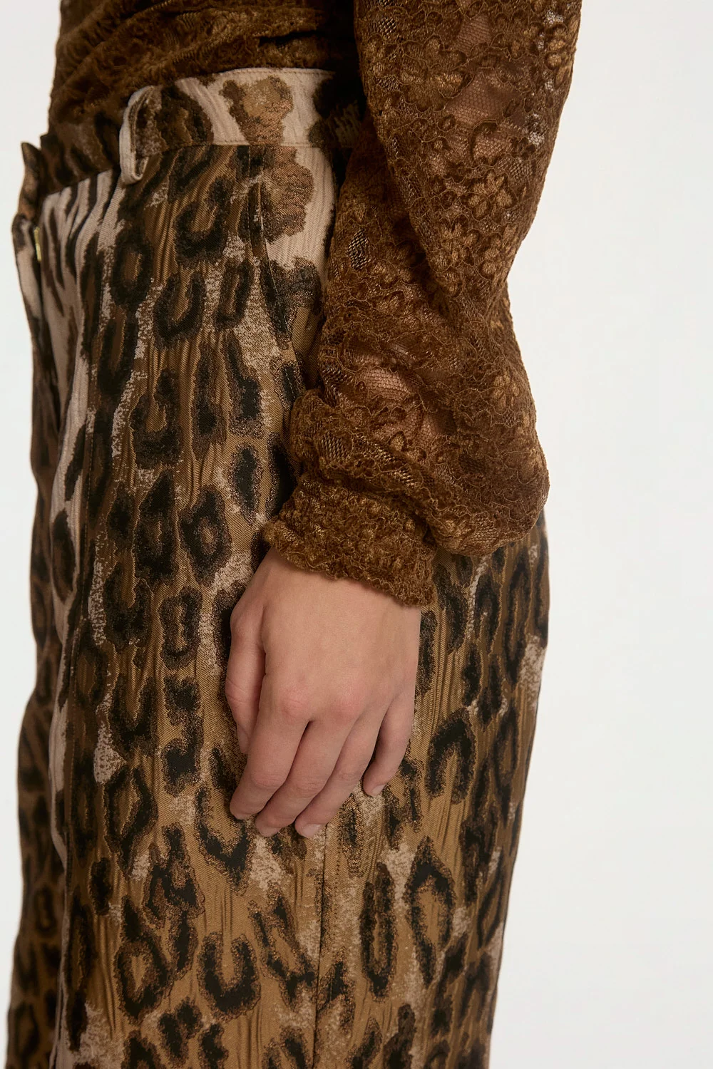 Aaiko Tory lace top bruin mouwen