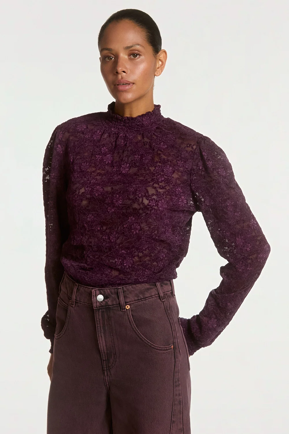 Aaiko Tory lace top paars