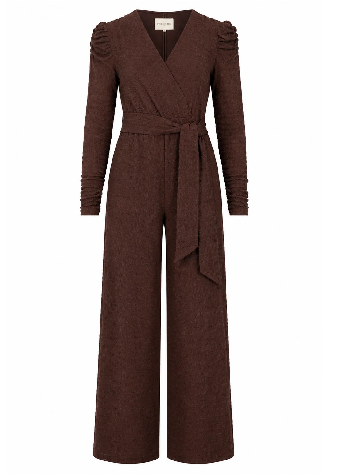 Freebird Joria Gestructureerde Jumpsuit - Dark Chocolate packshot