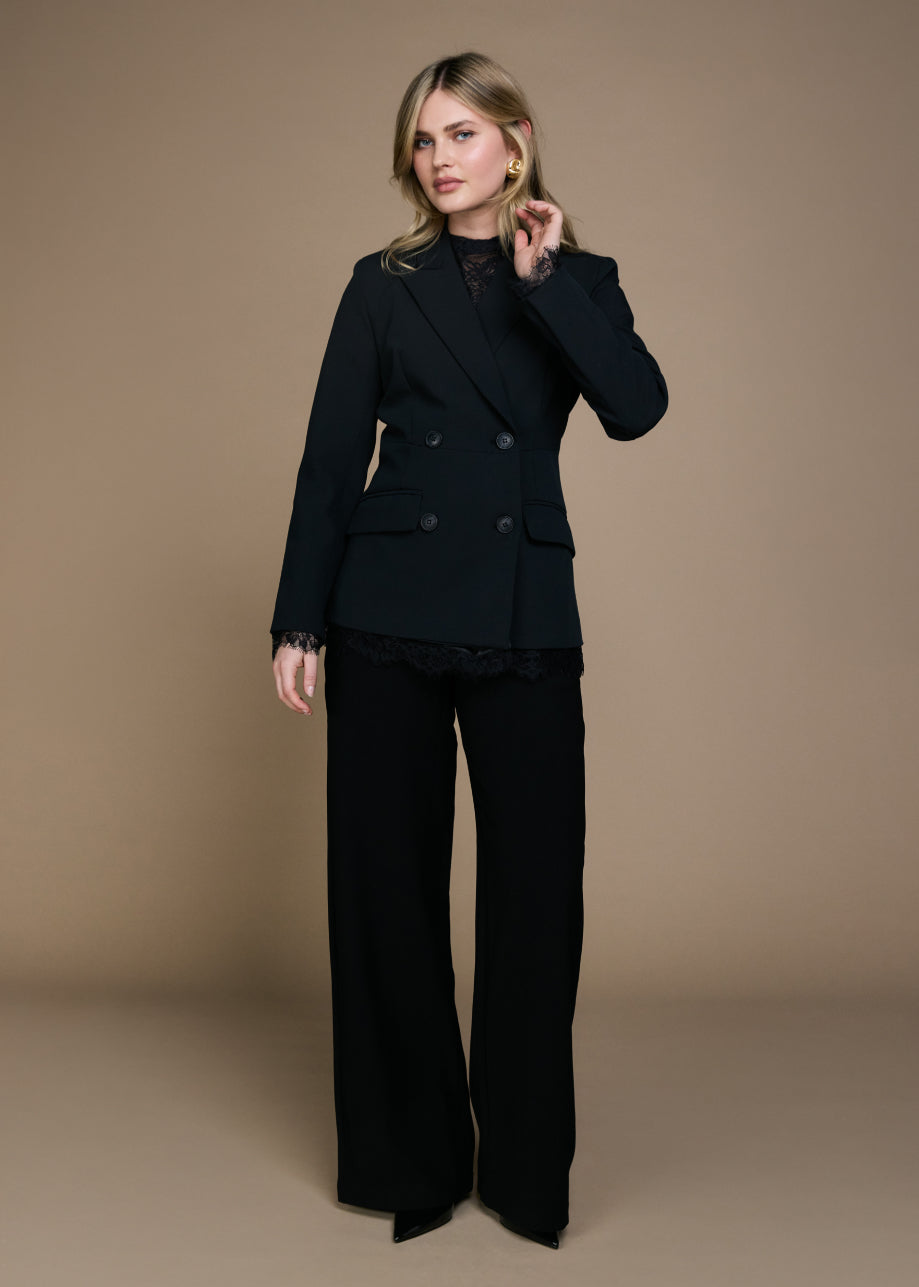 Freebird Phoenix Blazer in Zwart, gehele outfit met pantalon