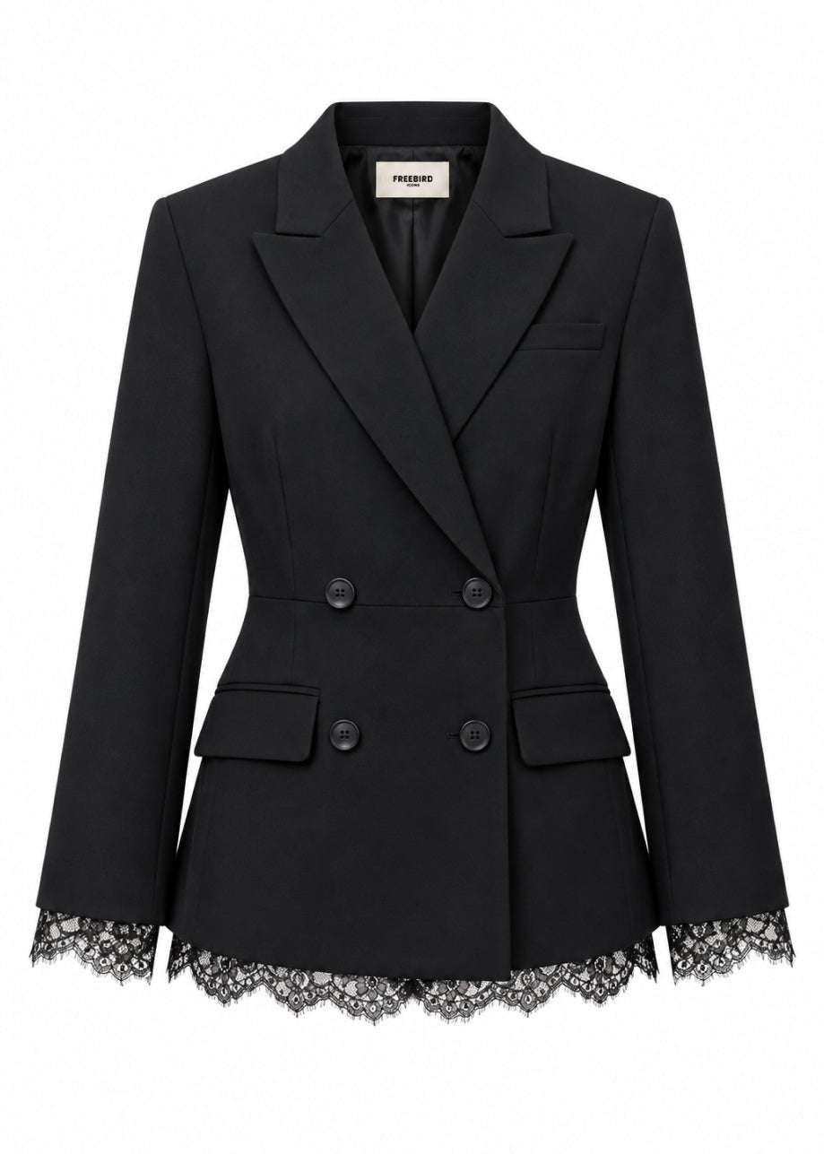 Freebird Phoenix Blazer in Zwart, vrijstaand vooraanzicht