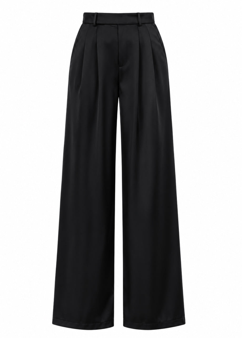 Freebird Primrose Broek in Deep Black, vrijstaand vooraanzicht