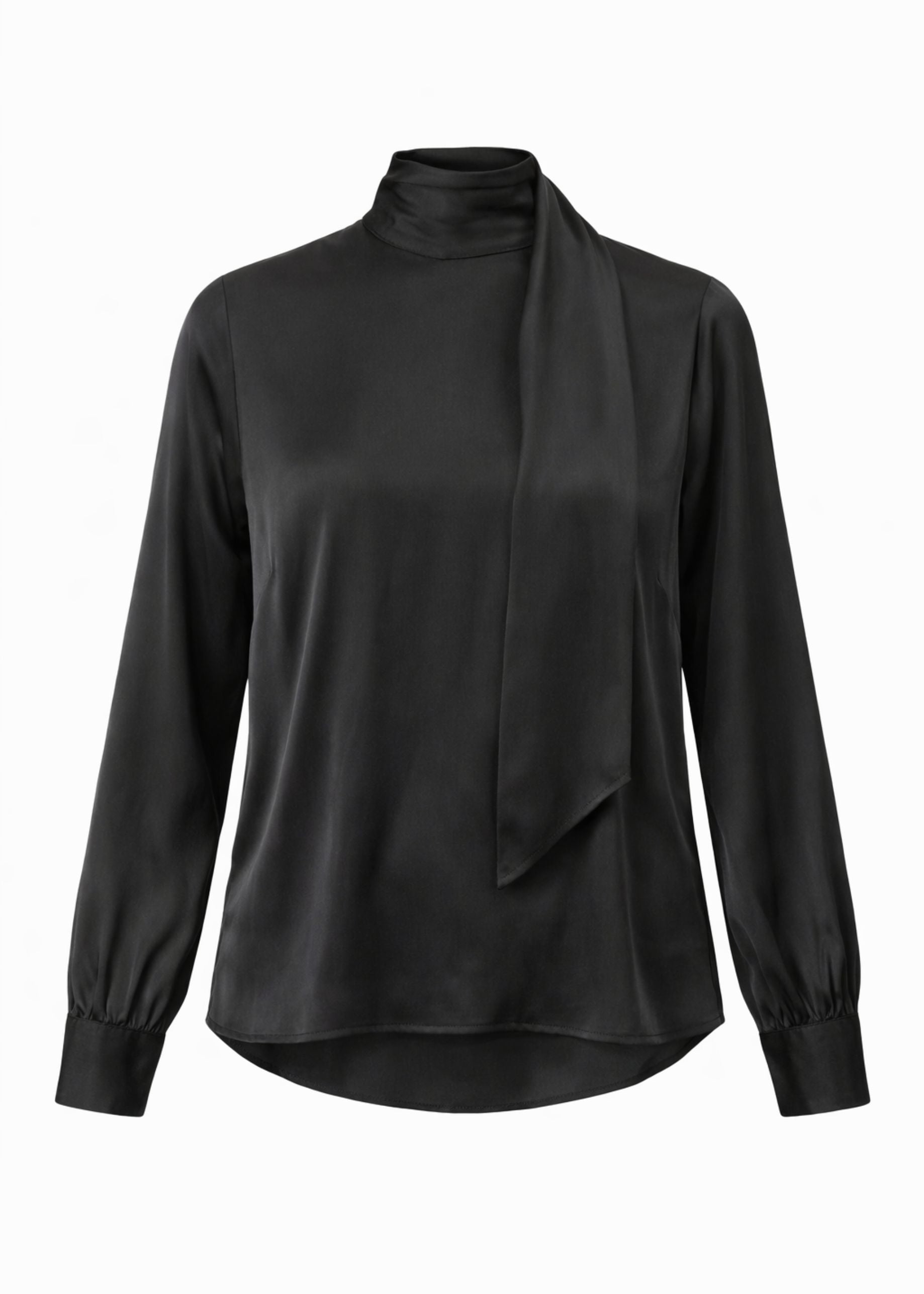 Freebird Teresa Blouse in Zwart, vrijstaand met hoge hals